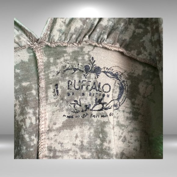 Y2K Buffalo Tan, Grey and Mint Green Stretchy Sleeveless Twist Front Top - Picture 4 of 4